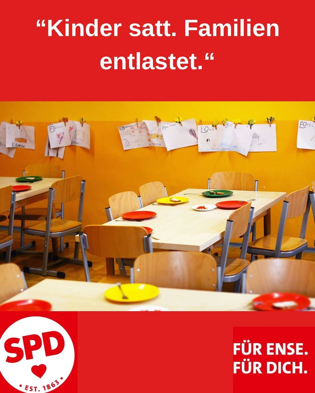 Instagram-Beitrag von SPD Ense: 📣 Wir wollen das Mittagessen in OGS & Kitas günstiger machen! 🍽️❤️
Die SPD-Fraktion Ense hat...