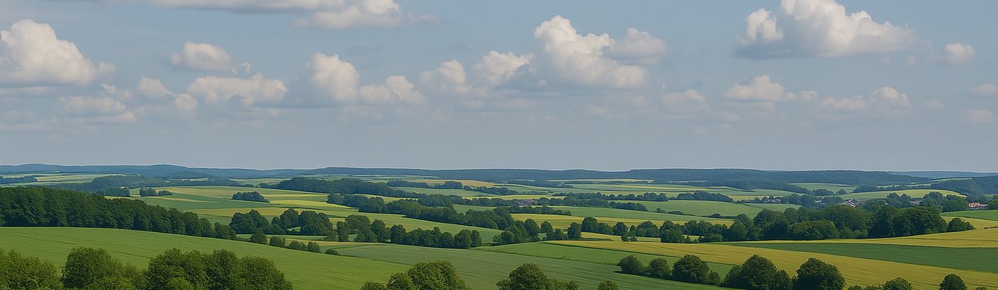 KI-generierte Panoramaaufnahme von Ense mit Blick auf die Landschaft